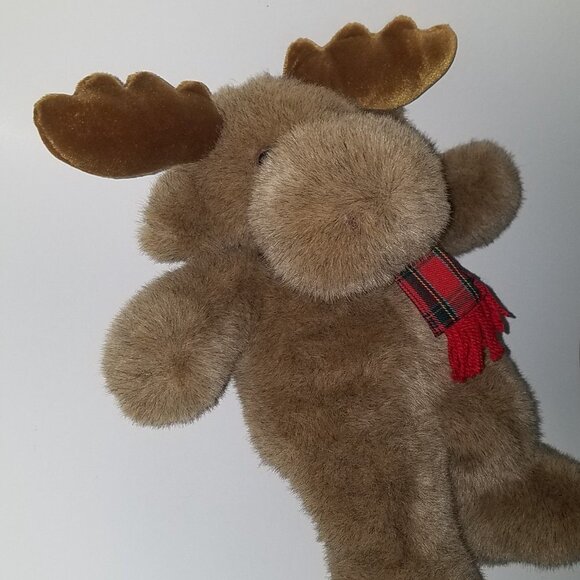 VTG Chosun Just Friends 1996 Brown Moose Plush 15" Reindeer Red Scarf - Picture 4 of 6